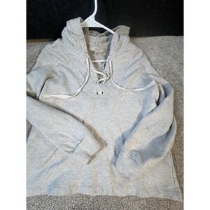 Ann Taylor Loft Hoodies Women's Size Small White 100% Cotton Lace Up Long Sleeve